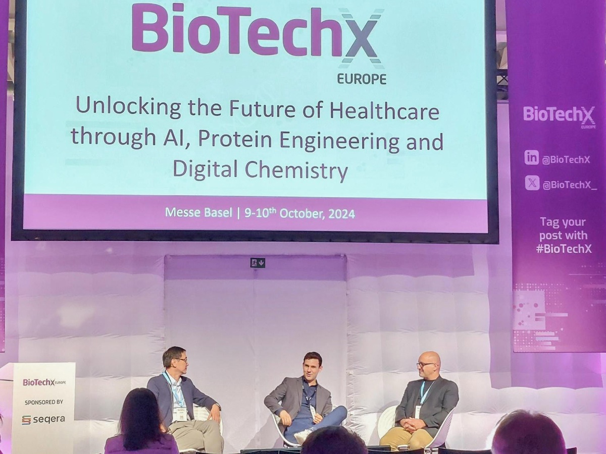 Gerit on a BioTechX Europe panel about AI, protein engineering, and digital chemistry